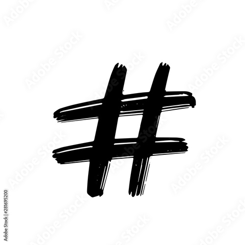 Hashtag sign icon vector illustration on white background.