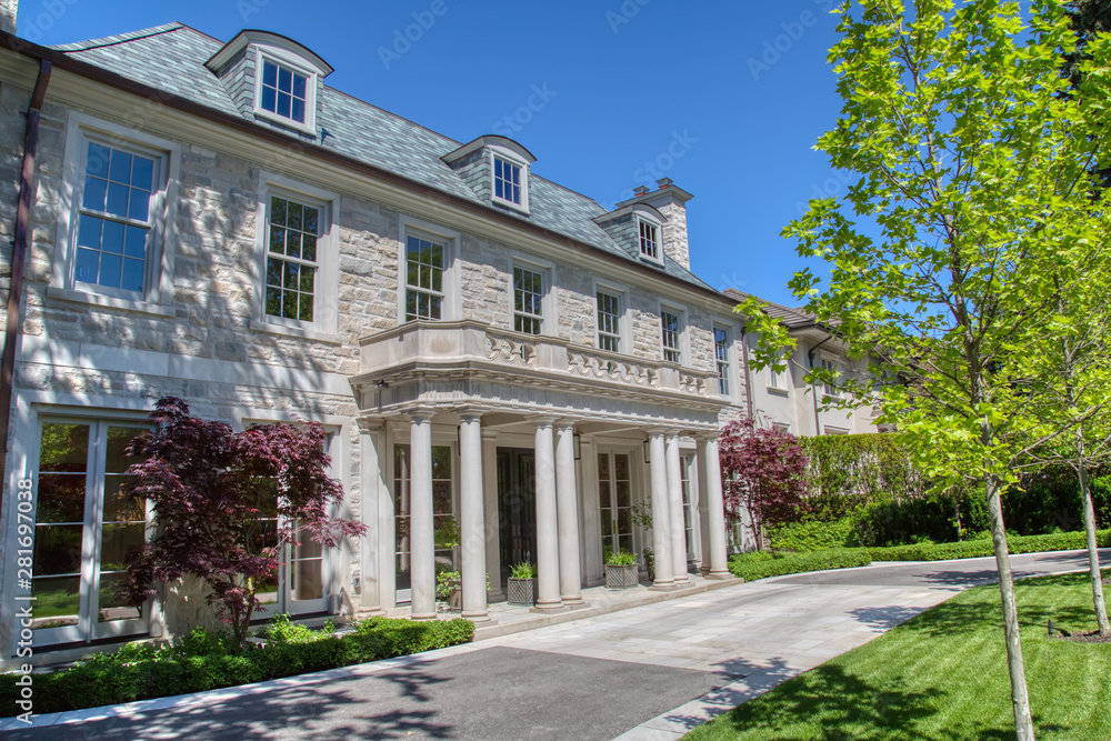 Toronto, Ontario, Canada-20 May, 2019: Luxury houses of Toronto Forest Hill neighborhood, an upscale living home to many prominent entrepreneurs, celebrities, doctors, and lawyers