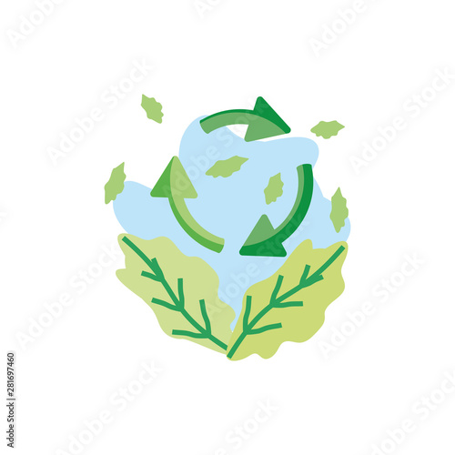 recycling arrows symbol with leafs nature