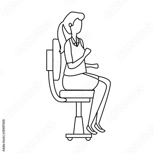 elegant businesswoman worker seated in office chair