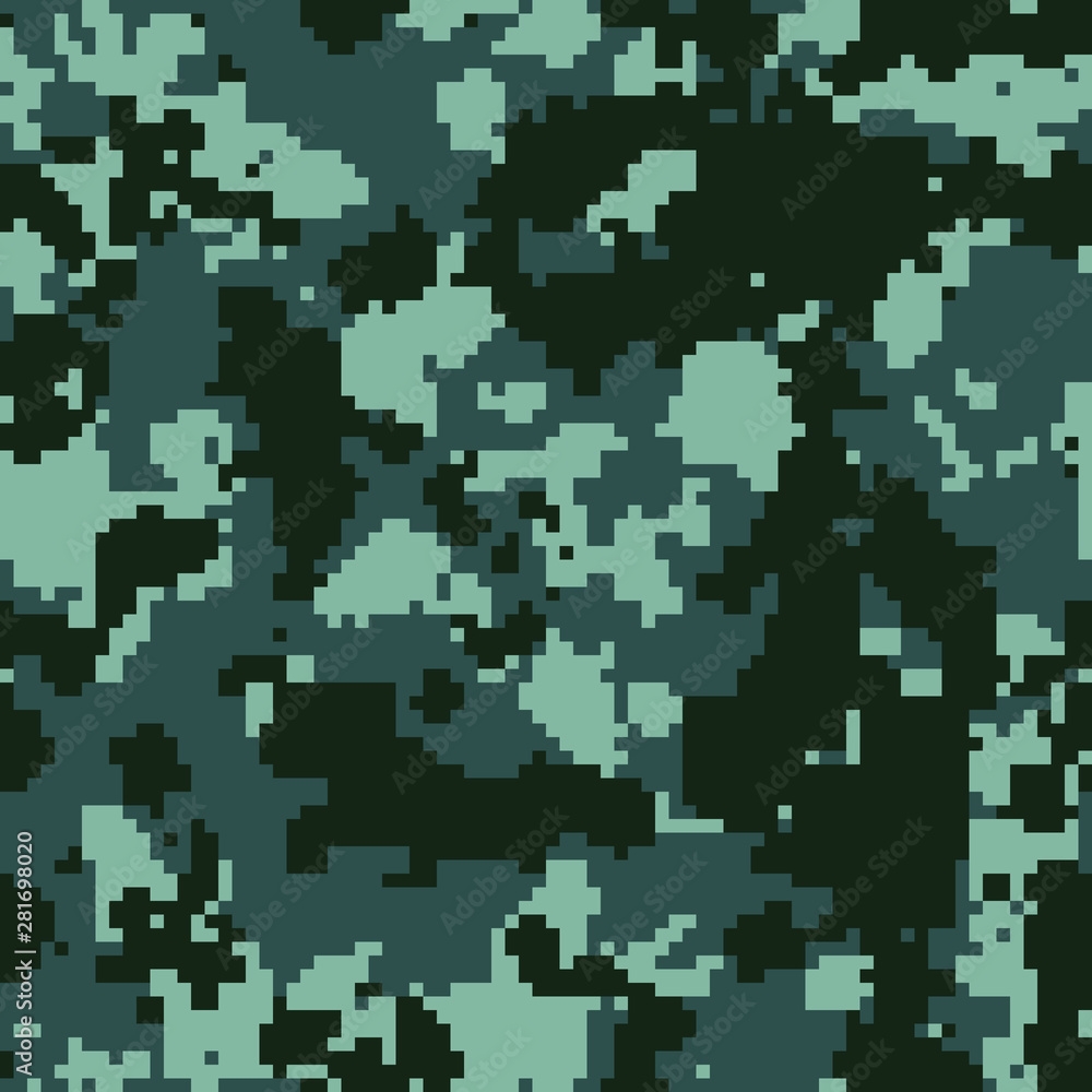Seamless fashion digital pixel navy blue dark camouflage pattern vector Seamless fashion digital pixel navy blue dark camouflage pattern vector
