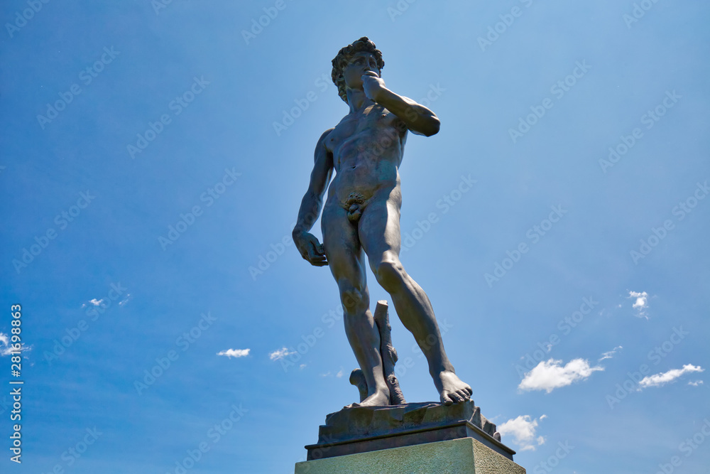 Buffalo, USA-20 July, 2019: Replica Michelangelo Statue of David locate in Delaware Park in Buffalo