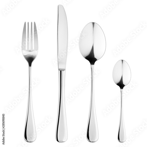 fork  knife  spoon  teaspoon  cutlery isolated on white background  clipping path