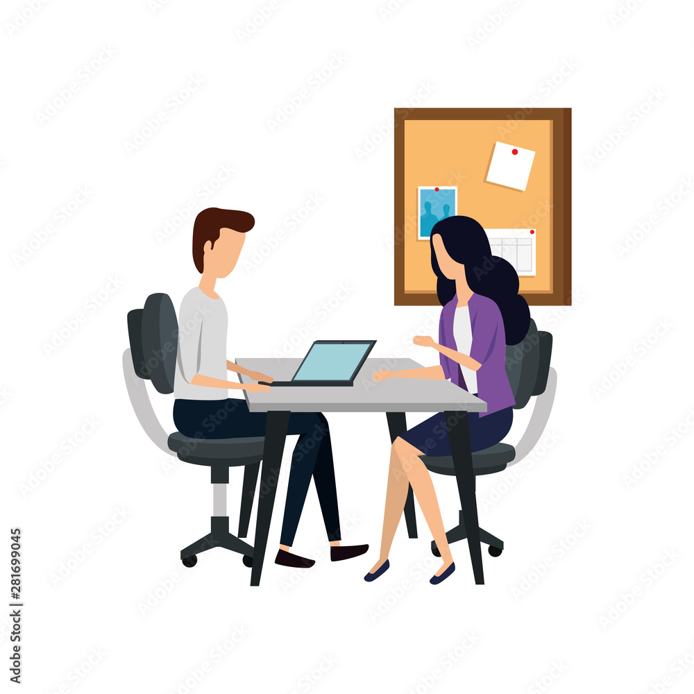 elegant business couple working with laptop elegant business couple working with laptop