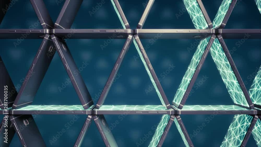 House of cards made of smart phones. Neural network on screens. Symbol of the instability of artificial intelligence. Loopable animation. House of cards made of smart phones. Neural network on screens. Symbol of the instability of artificial intelligence. Loopable animation.