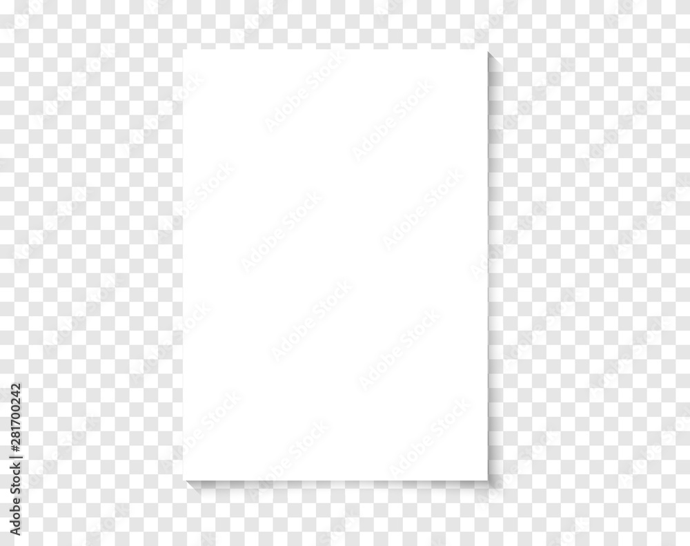 White realistic blank paper page with shadow. Vector A4 paper on  transparent background. Paper mockup. Mockup A4 size paper template for  your design. Stock Vector | Adobe Stock