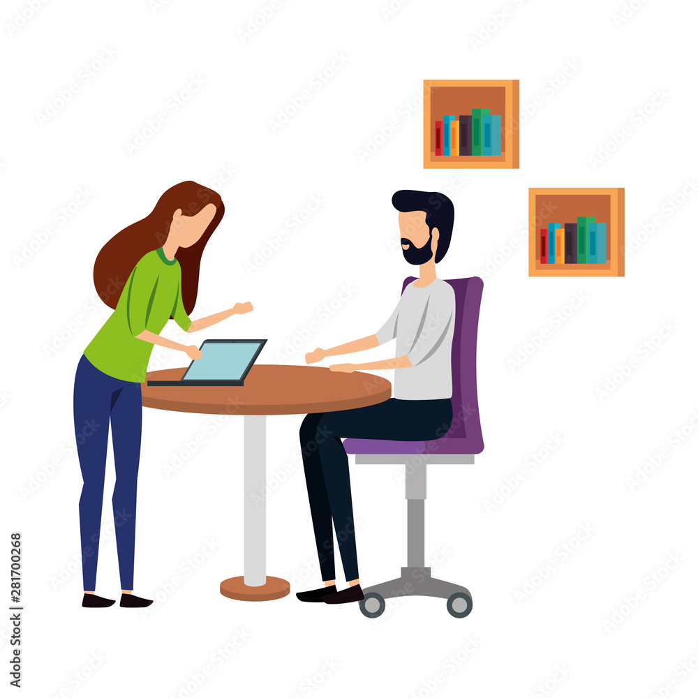 elegant business couple workers in the office elegant business couple workers in the office