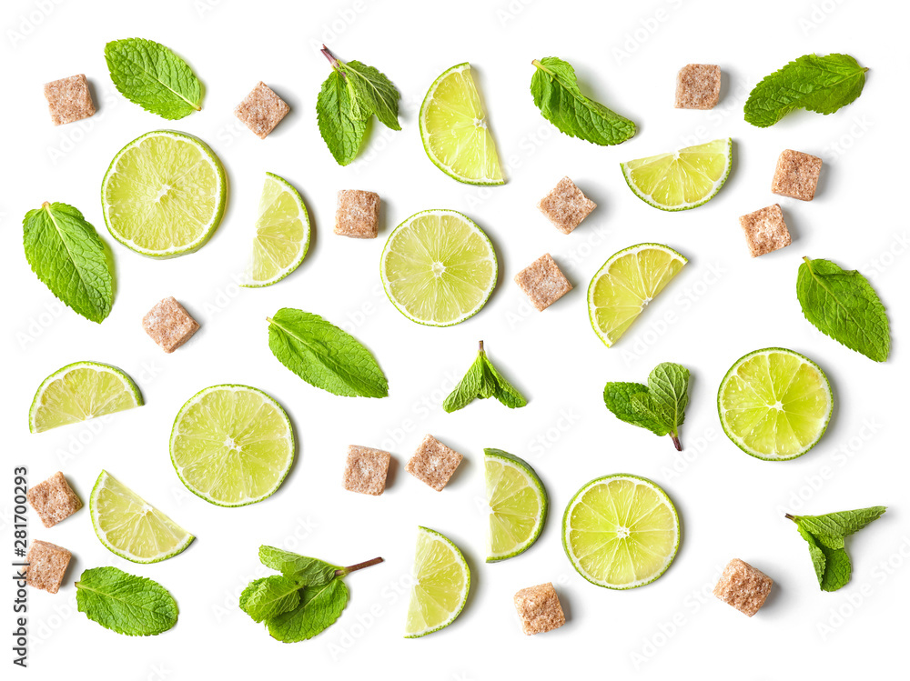 mojito ingredients on white background mojito ingredients on white background