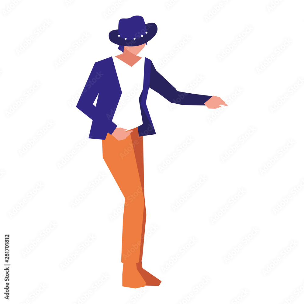 dancing man character on white background