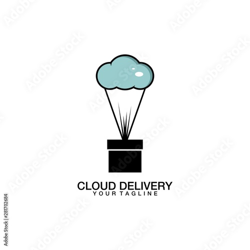 cloud delivery express parachute logo vector