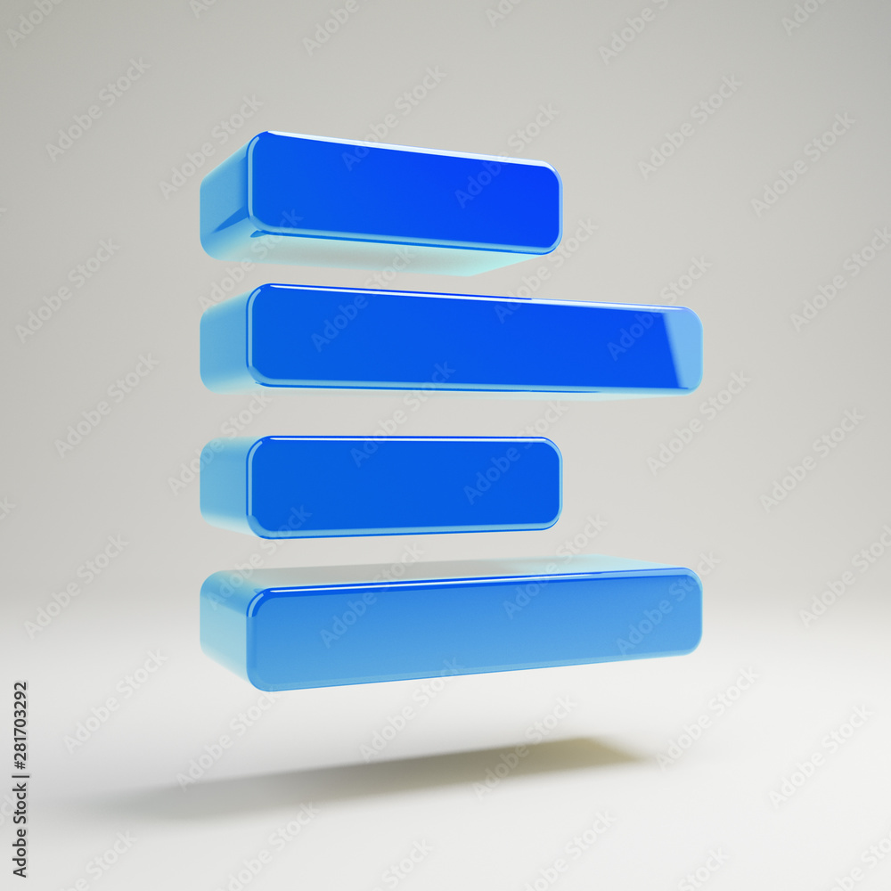 Volumetric glossy blue Align Left icon isolated on white background. Volumetric glossy blue Align Left icon isolated on white background.