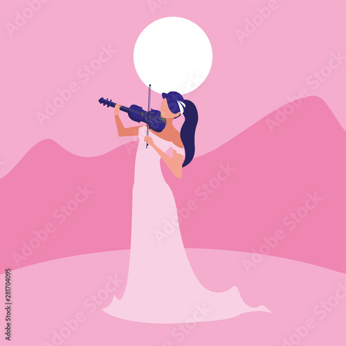 musician woman violin playing musical
