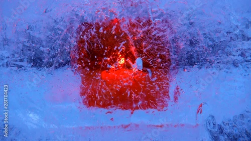 Close up shot of ice candle, Teshikaga, Hokkaido photo