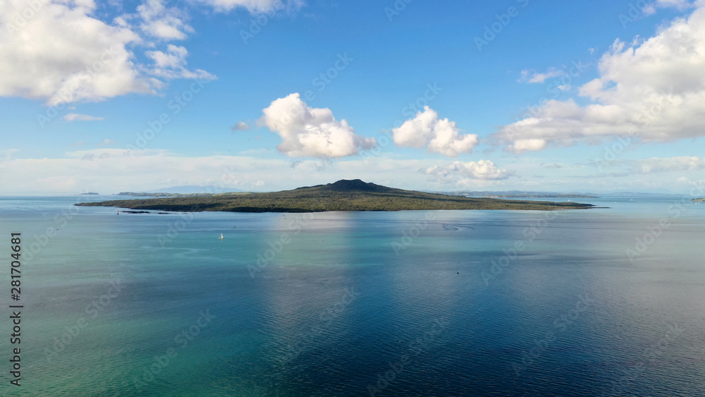 Aerial View of Rangitoto Island in Auckland/Takapuna New Zealand