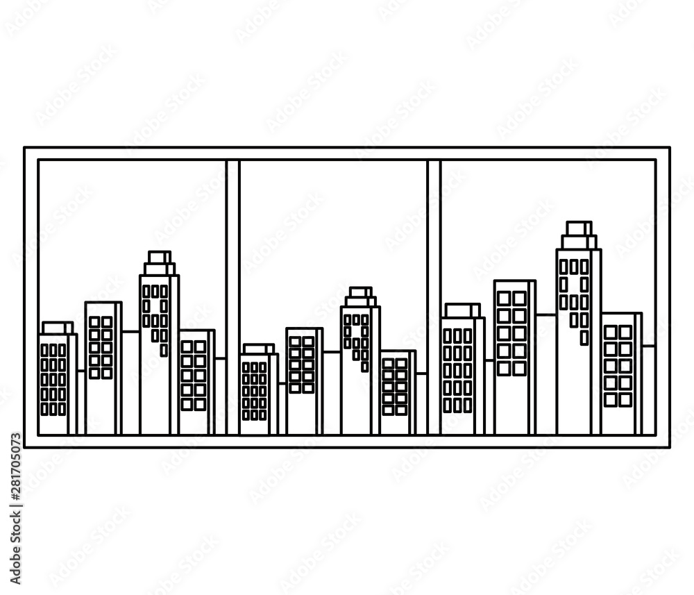 Obraz premium window with cityscape view scene