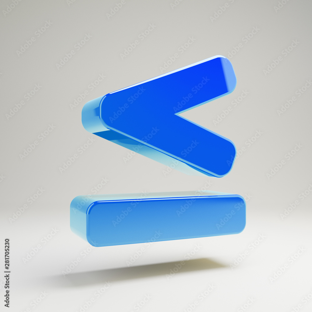 Volumetric glossy blue Less Than Equal icon isolated on white background. Volumetric glossy blue Less Than Equal icon isolated on white background.
