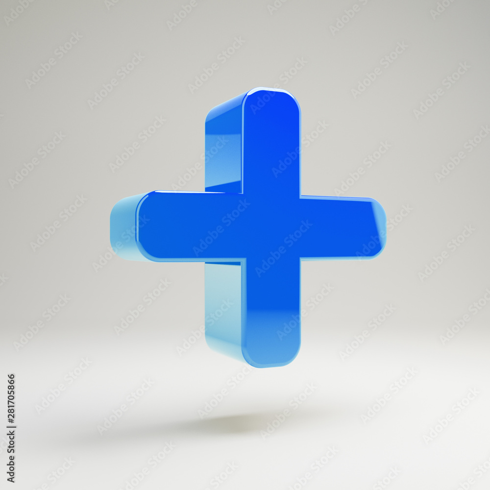 Volumetric glossy blue Plus icon isolated on white background. Volumetric glossy blue Plus icon isolated on white background.