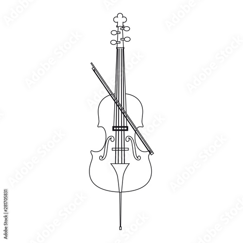 musical cello on white background