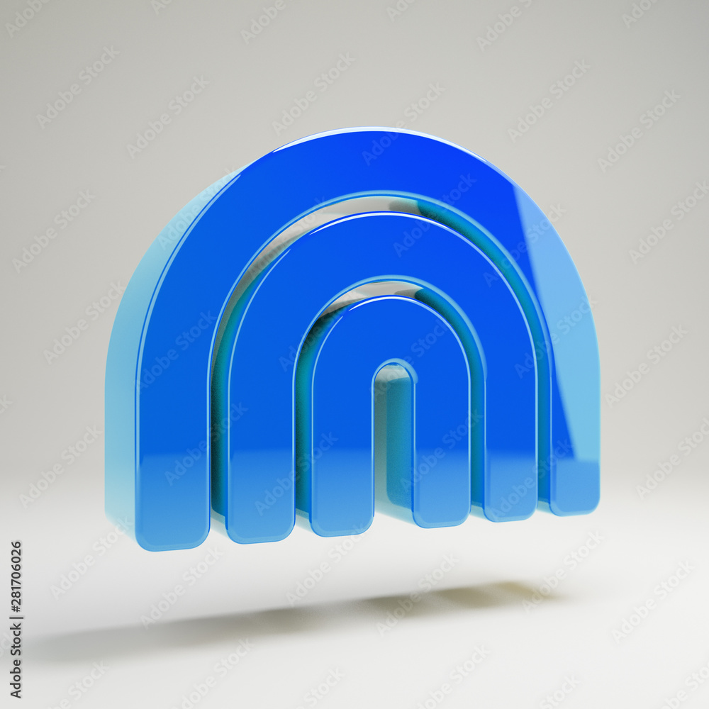 Volumetric glossy blue Rainbow icon isolated on white background. Volumetric glossy blue Rainbow icon isolated on white background.