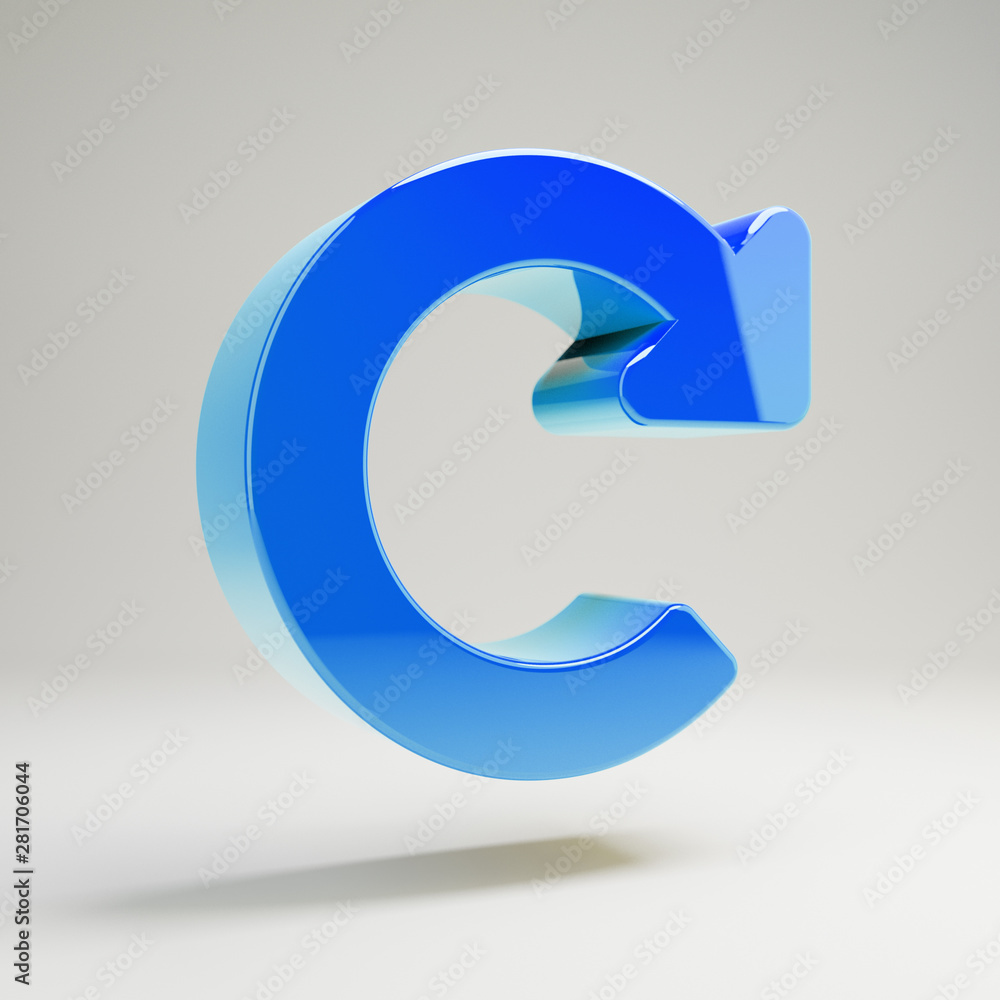 Volumetric glossy blue Redo icon isolated on white background. Volumetric glossy blue Redo icon isolated on white background.