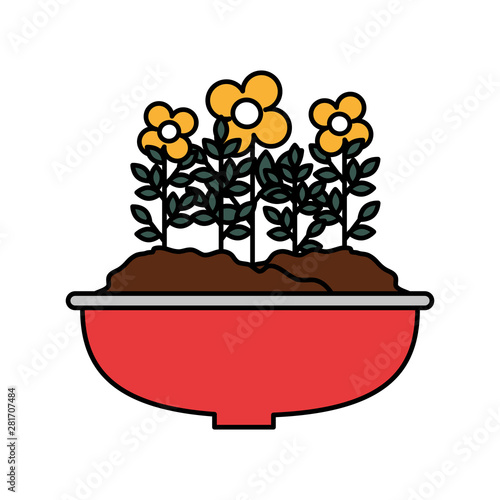 flowers houseplant in pot natural icon