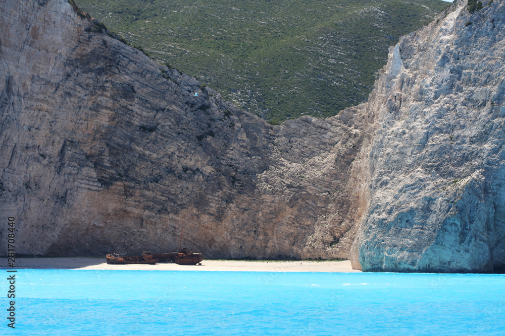 Blue caves on Zakynthos island, Greece, travel concept