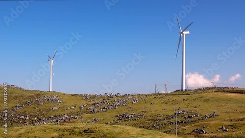 Shikoku Karst and wind turbines, Kumakogen, Ehime Prefecture, Japan photo