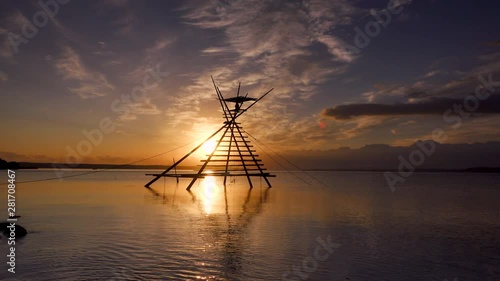 Sunrise over Bora Machi Tower, Anamizu, Kotoshu, Ishikawa photo