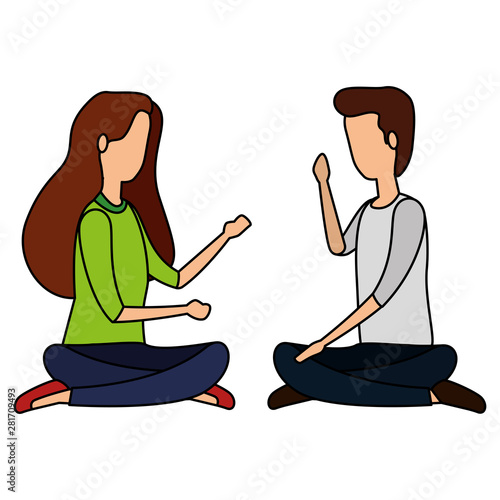 elegant business couple practicing yoga