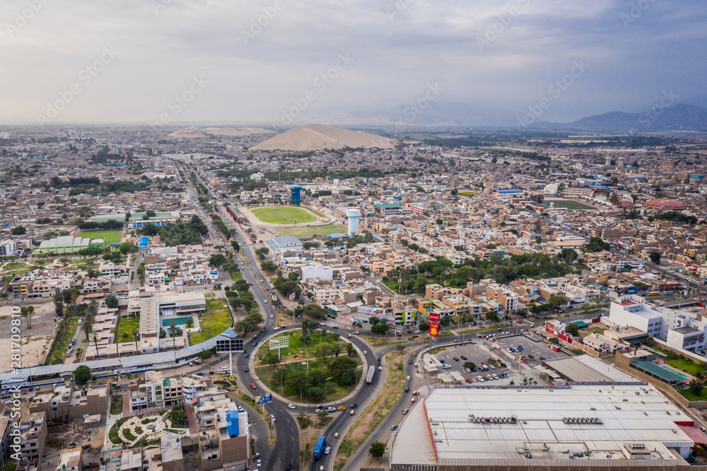 Aerial view of Ica city in Peru