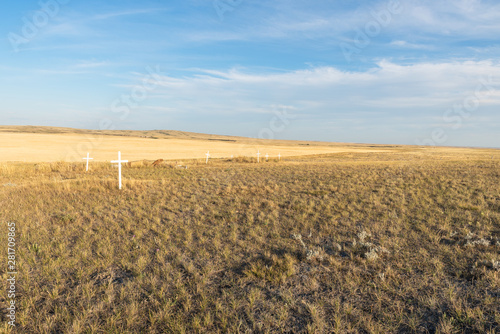 Unmarked Graves at a Prairie Hill Top Cemetery near Orion, Alberta, Canada