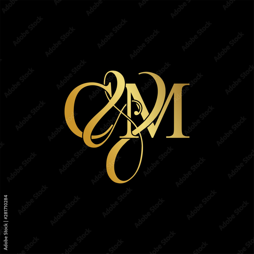 Initial letter C & M CM luxury art vector mark logo, gold color on black background. Initial letter C & M CM luxury art vector mark logo, gold color on black background.