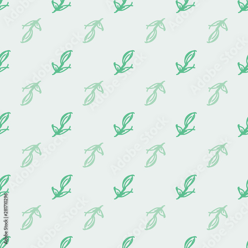 Fresh spring leaf seamless pattern in geometric composition in shades of green with cool  fresh and clean look. Hand drawn leaves for fashion  textile  wrapping paper and wallpapers.