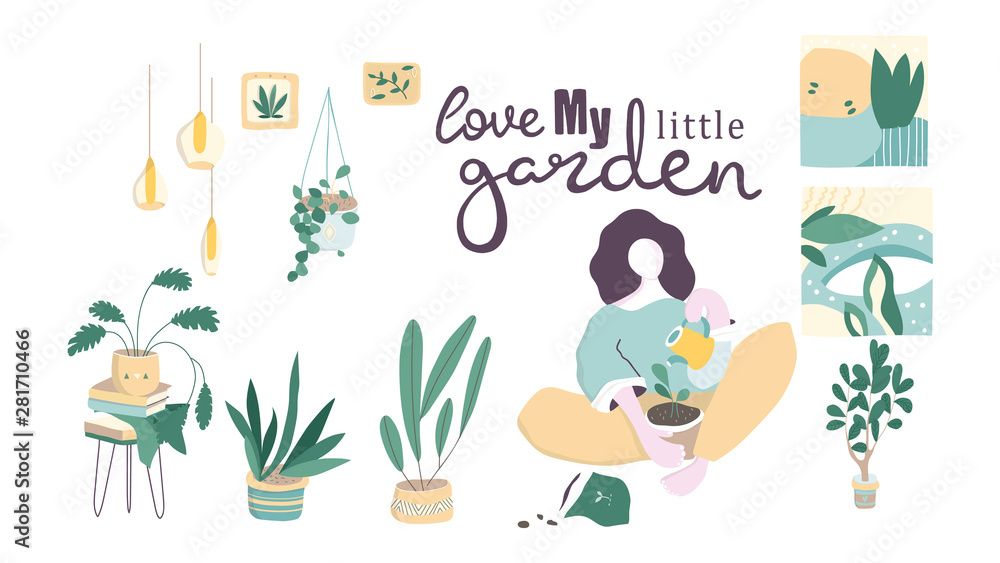 Urban jungle, trendy home decor with plants, cacti, tropical leaves. Modern illustration, flat design clip art, home interior, isolated background. Urban jungle, trendy home decor with plants, cacti, tropical leaves. Modern illustration, flat design clip art, home interior, isolated background.