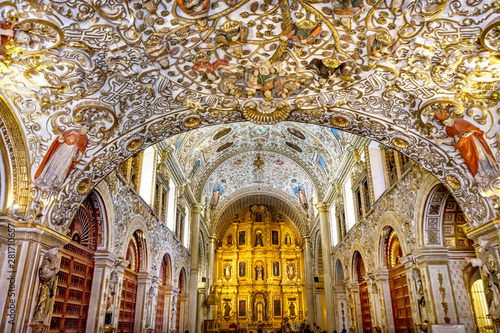 Ornate Ceiling Altar Santo Domingo de Guzman Church Oaxaca Mexico