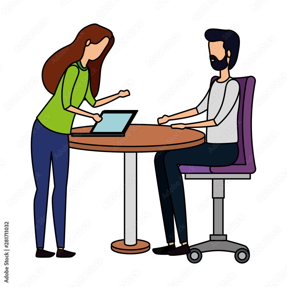 elegant business couple working with laptop elegant business couple working with laptop