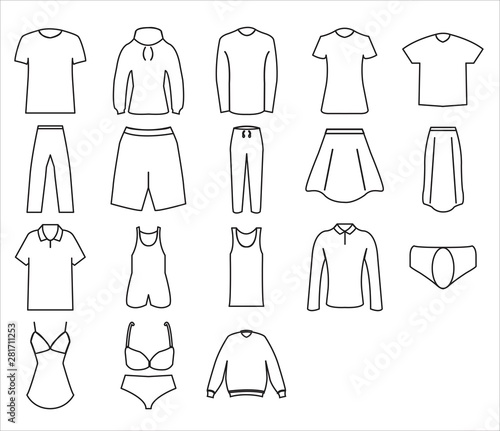 Clothing Icon Set Design Line Style