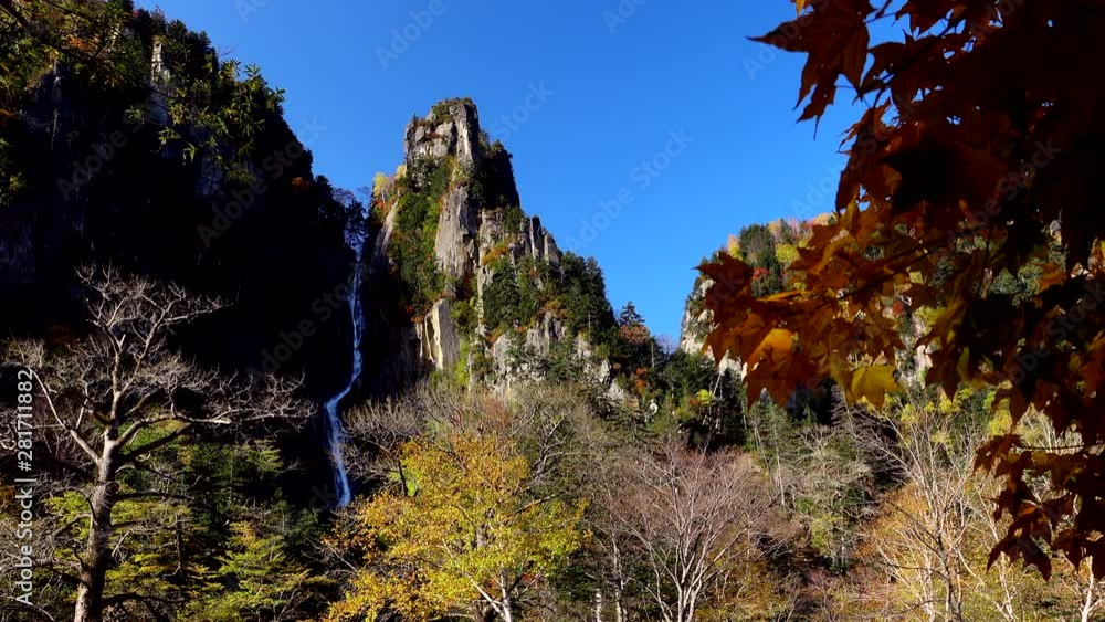 Ginga Waterfall in autumn, Sounkyo Gorge, Hokkaido, Japan Ginga Waterfall in autumn, Sounkyo Gorge, Hokkaido, Japan