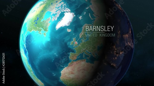 United Kingdom - Barnsley - Zooming from space to earth photo