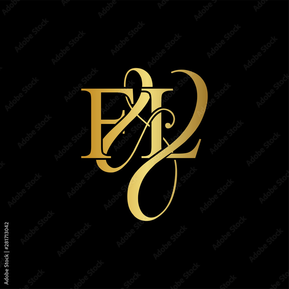 Initial letter F & L FL luxury art vector mark logo, gold color on black background. Initial letter F & L FL luxury art vector mark logo, gold color on black background.