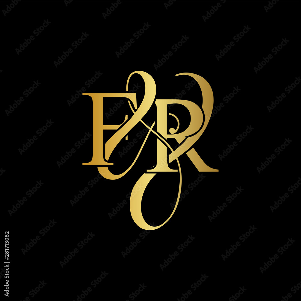 Initial letter F & R FR luxury art vector mark logo, gold color on black background. Initial letter F & R FR luxury art vector mark logo, gold color on black background.