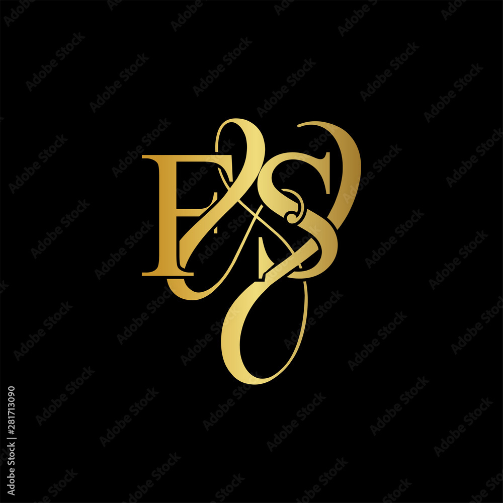 Initial letter F & S FS luxury art vector mark logo, gold color on black  background. Stock Vector | Adobe Stock