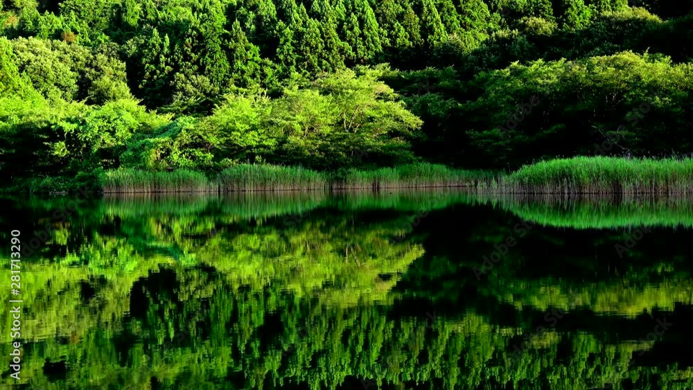 View of Kuriyama pond park, Nikaho, Akita, Japan View of Kuriyama pond park, Nikaho, Akita, Japan