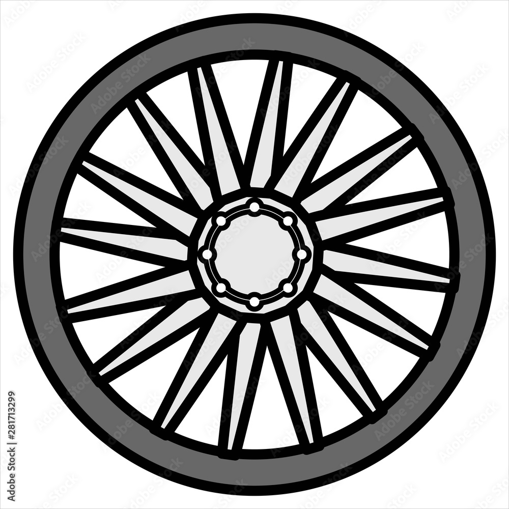 Icon Motorcycle Wheel Flat Outline Style