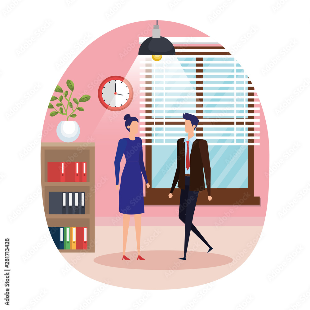 business couple in the workplace characters