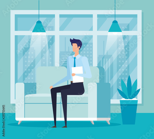 elegant businessman worker in the livingroom