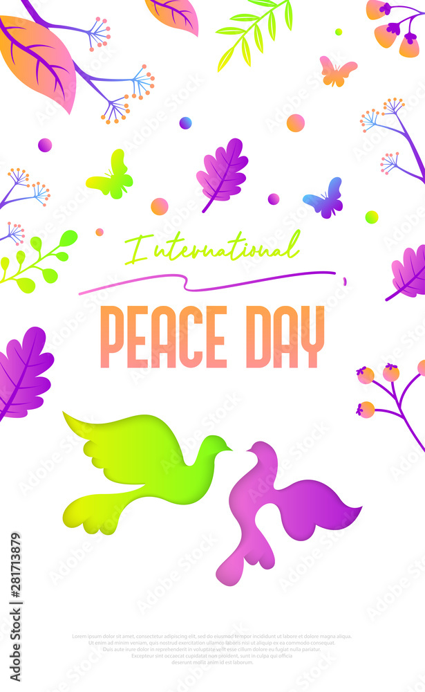 International day of peace illustration template vector with liquid color