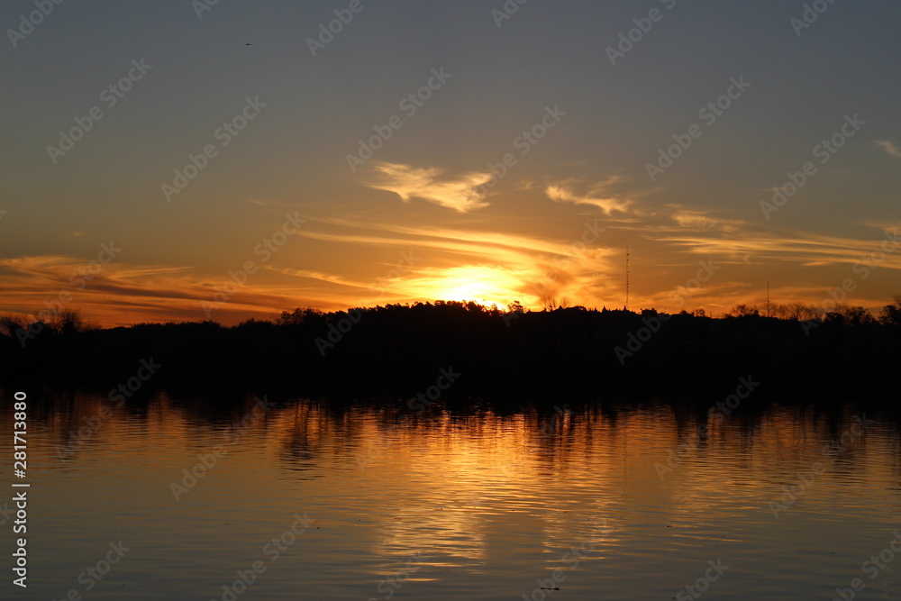 sunset over lake