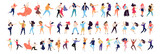 Crowd of young people dancing at club. Big set of characters having fun at party. Flat colorful vector illustration. - Vector
