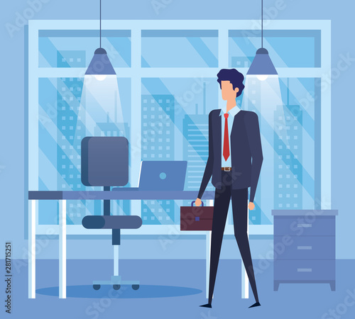 elegant businessman worker in the office scene
